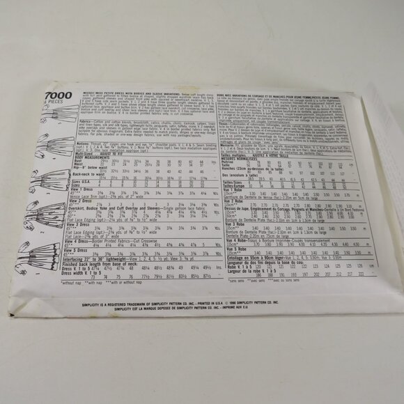 Simplicity 7000 Clothing Pattern Dress UNCUT (Bridesmaid, Heart Shape, Princess) - Picture 8 of 8